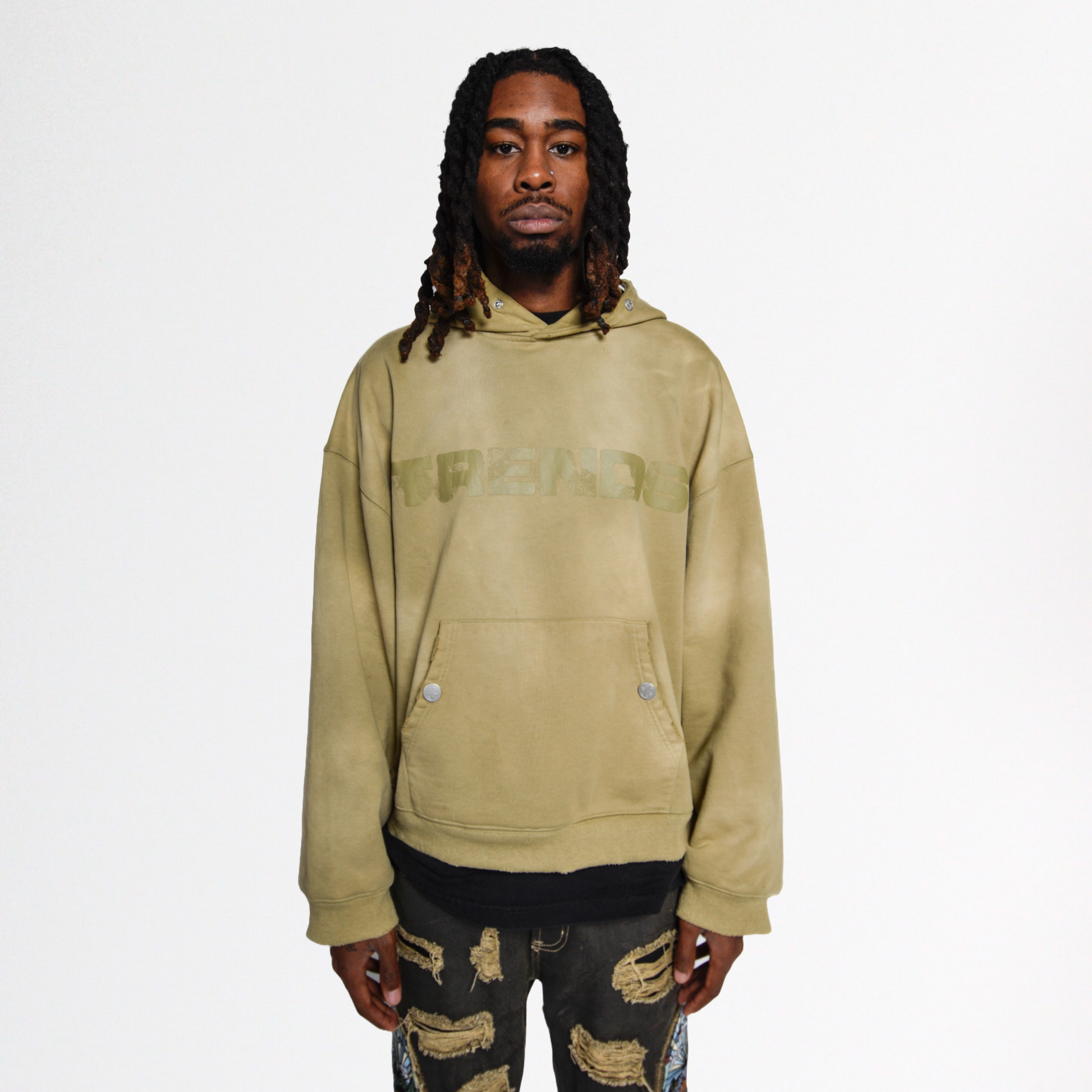 "TRENDS" SANDSTONE GRUNGE HOODIE