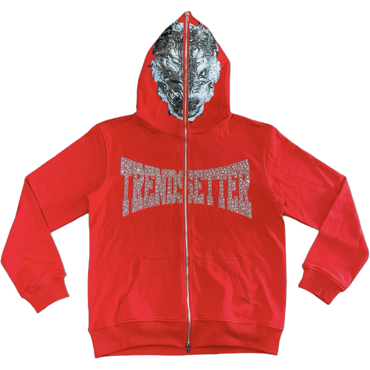 Trendsetter Studios Rhinestone Zip Up “Red”