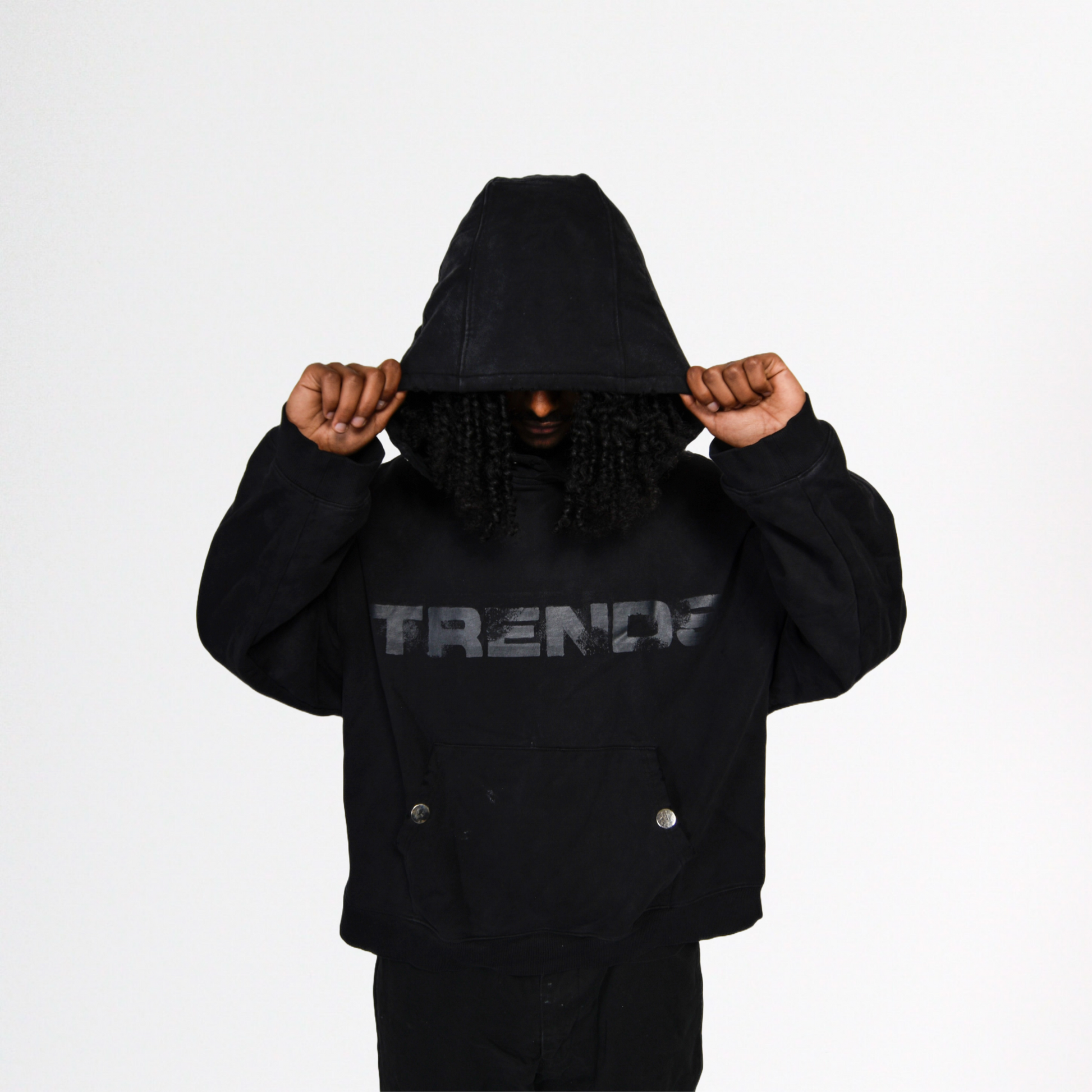 “TRENDS” BLACKOUT GRUNGE HOODIE