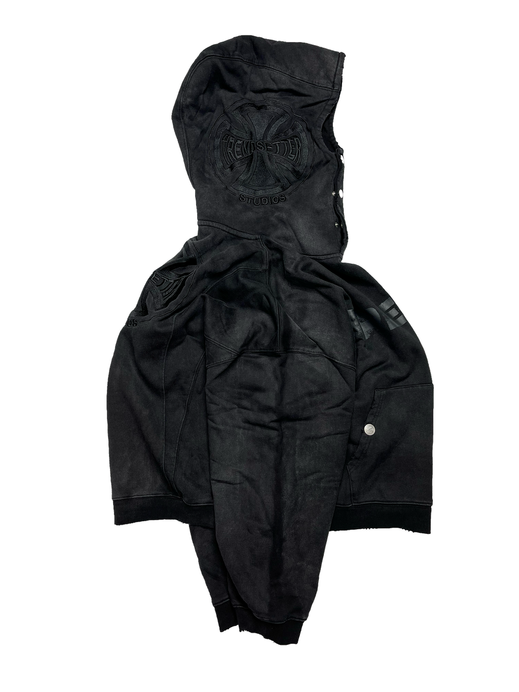“TRENDS” BLACKOUT GRUNGE HOODIE