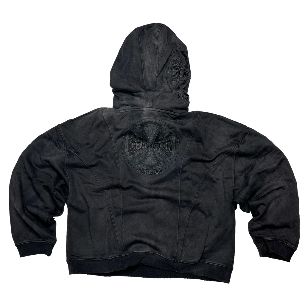 “TRENDS” BLACKOUT GRUNGE HOODIE