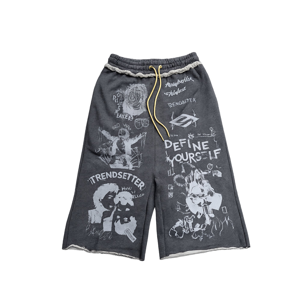 “Define Yourself” 3/4 Shorts (Cream Strings)